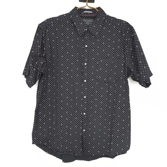 P & K Cuffs Men's Black & White Button Down Short Sleeve Shirt - Size XL - GUC - Picture 1 of 10